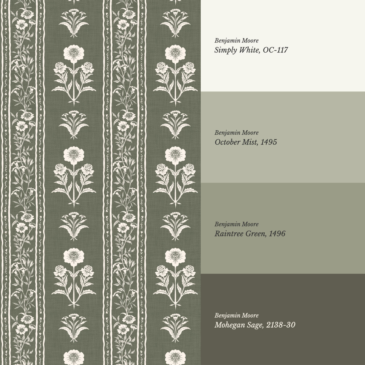 Lilou Cottage Garden Stripe Sage Wallpaper