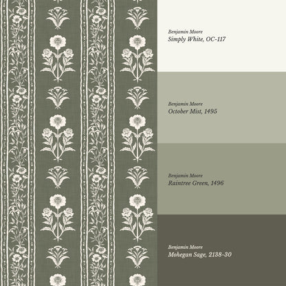 Lilou Cottage Garden Stripe Sage Wallpaper