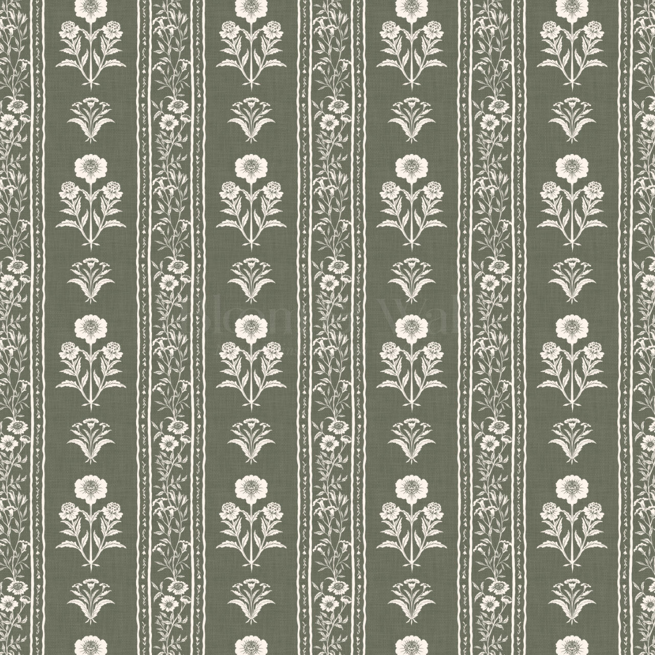 Lilou Cottage Garden Stripe Sage Wallpaper