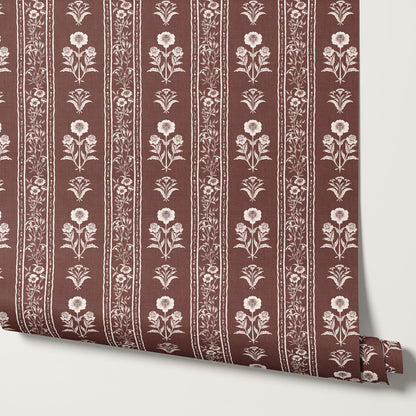 Lilou Cottage Garden Stripe Clay Wallpaper