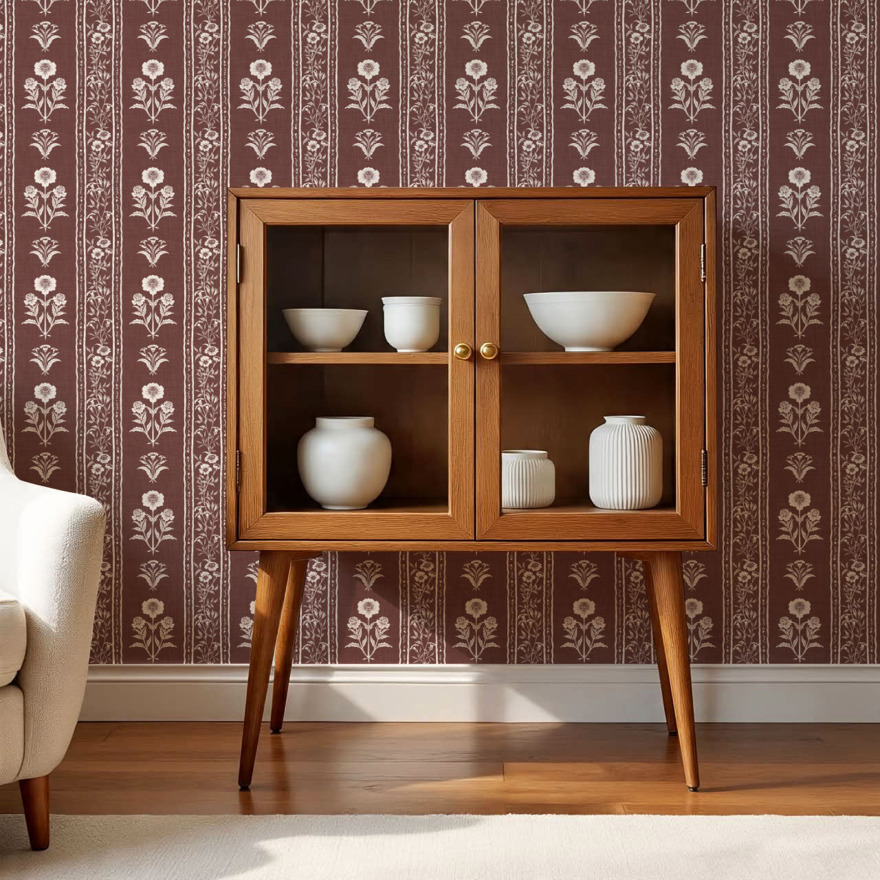 Lilou Cottage Garden Stripe Clay Wallpaper
