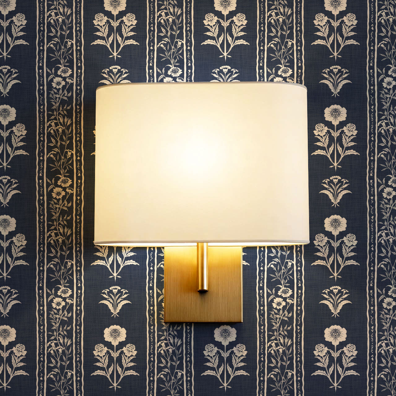 Lilou Cottage Garden Stripe Navy Wallpaper