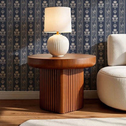 Lilou Cottage Garden Stripe Navy Wallpaper