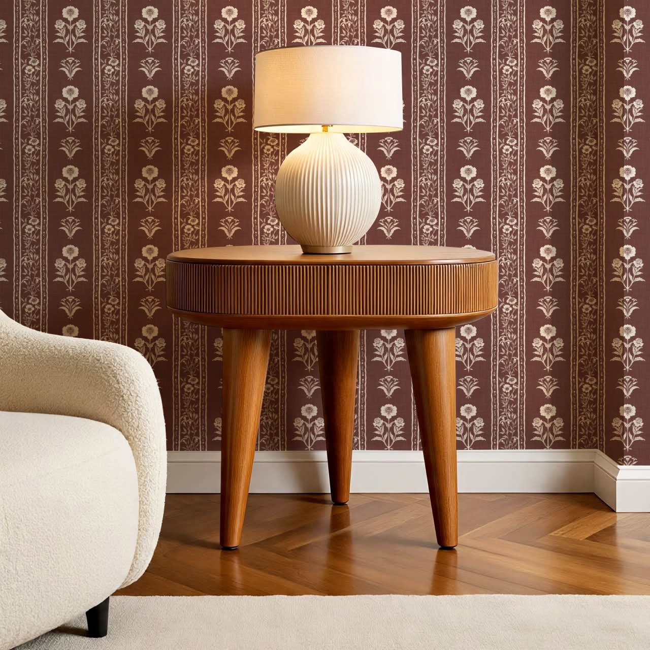 Lilou Cottage Garden Stripe Clay Wallpaper