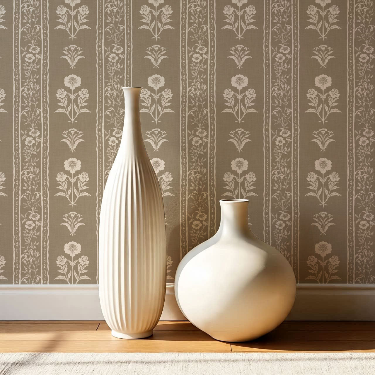 Lilou Cottage Garden Stripe Sand Wallpaper