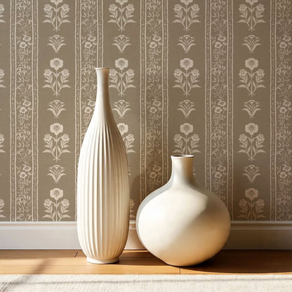Lilou Cottage Garden Stripe Sand Wallpaper