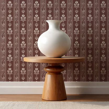 Lilou Cottage Garden Stripe Clay Wallpaper