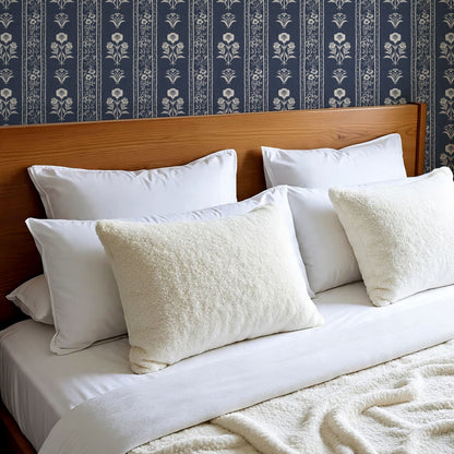 Lilou Cottage Garden Stripe Navy Wallpaper