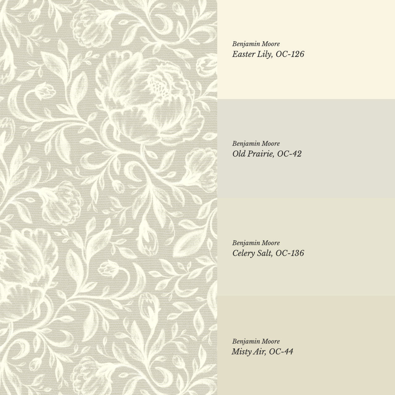 Lina Adorne Blooms Warm Gray Wallpaper
