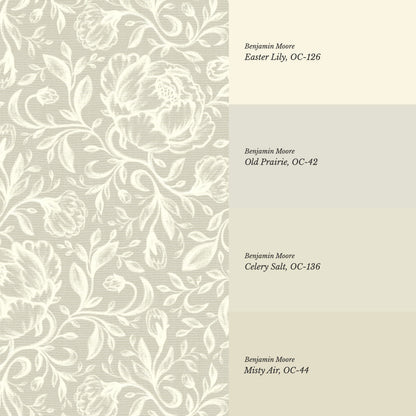 Lina Adorne Blooms Warm Gray Wallpaper