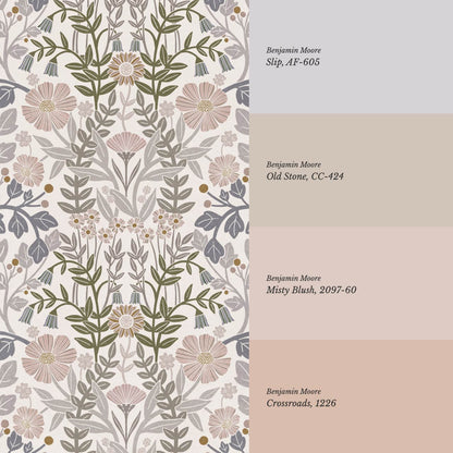 Linda Botanical Garden Plum Dust Pearl Wallpaper