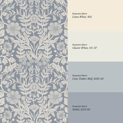Linda Botanical Garden Powder Blue Bone Wallpaper