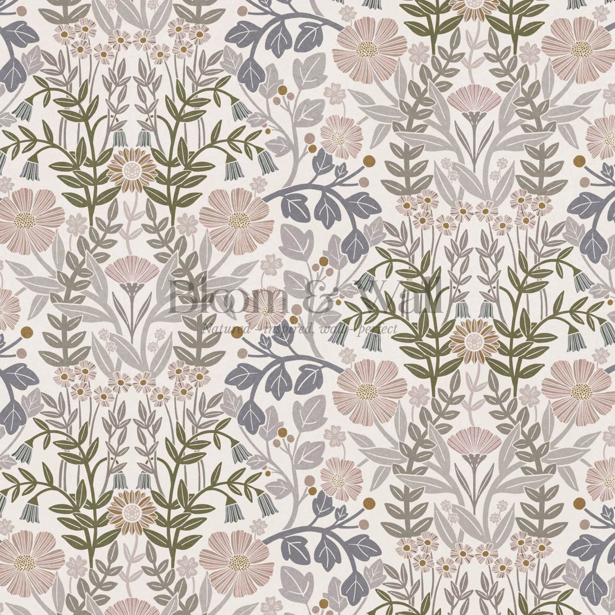 Linda Botanical Garden Plum Dust Pearl Wallpaper