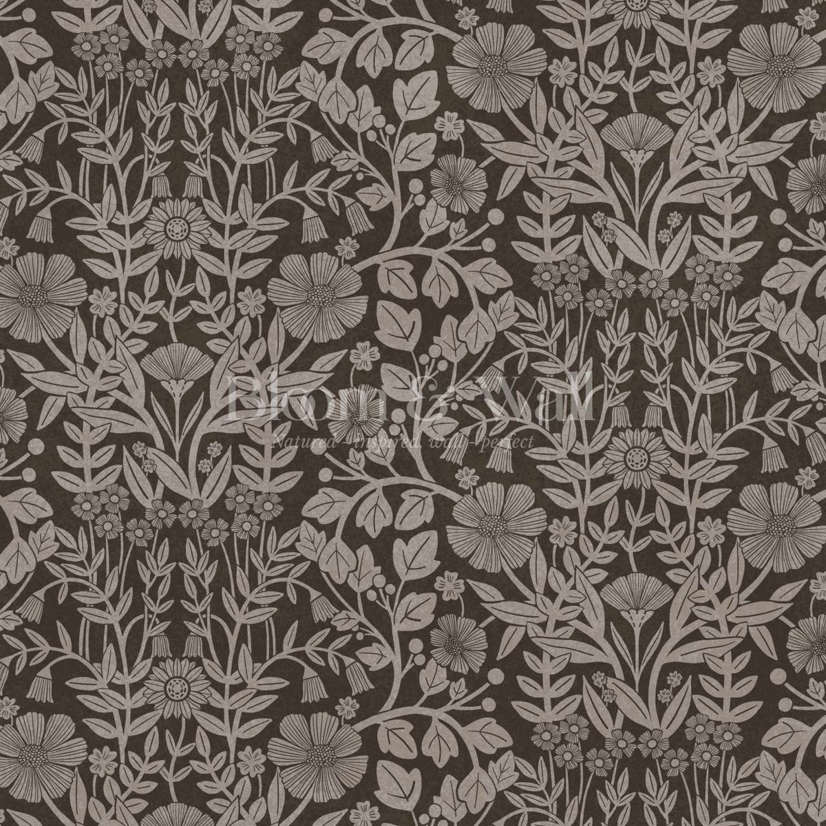 Linda Botanical Garden Espresso Taupe Wallpaper