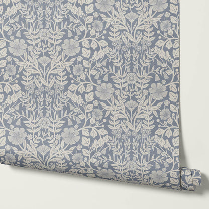 Linda Botanical Garden Powder Blue Bone Wallpaper