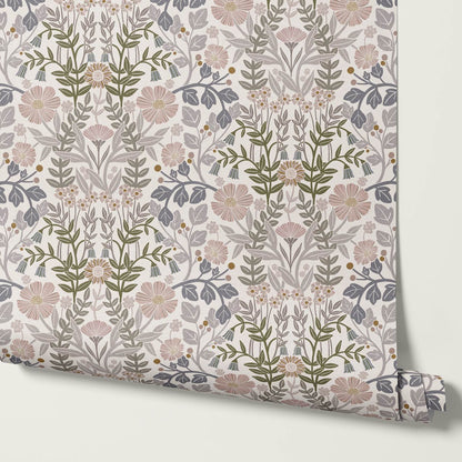 Linda Botanical Garden Plum Dust Pearl Wallpaper