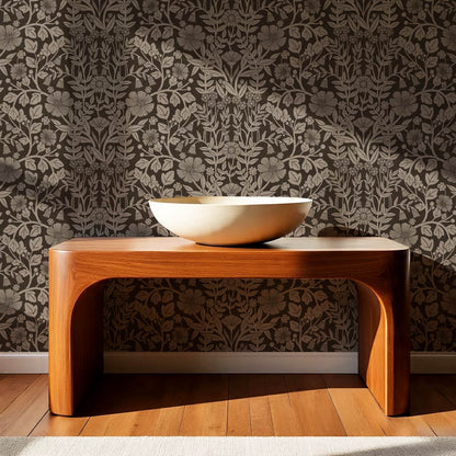 Linda Botanical Garden Espresso Taupe Wallpaper