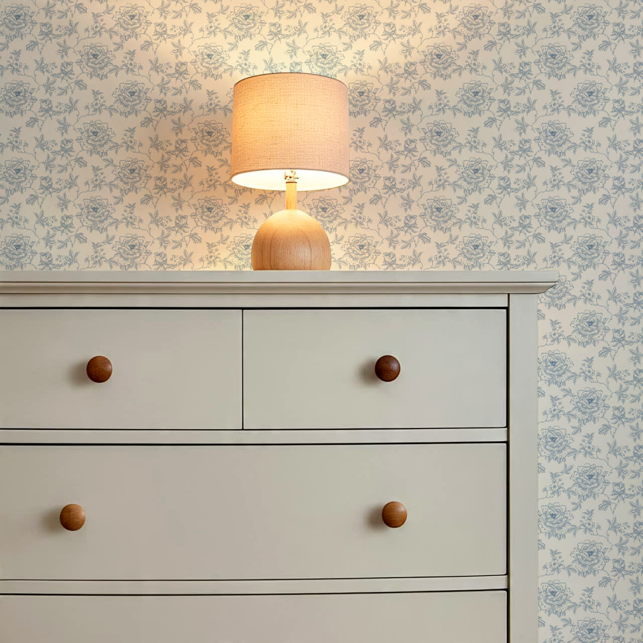 Ellesandra French Blue Peonies Wallpaper