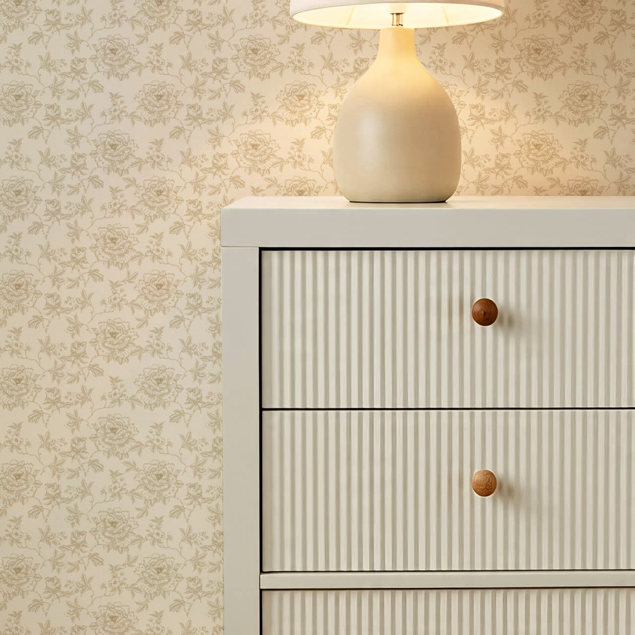 Ellesandra Neutral Beige Peonies Wallpaper