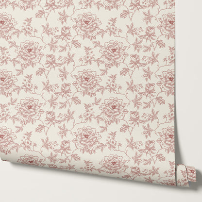 Ellesandra Burgundy Peonies Wallpaper