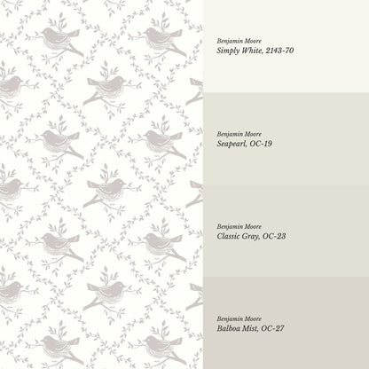 Livie Bird Nest Damask Ivory Wallpaper