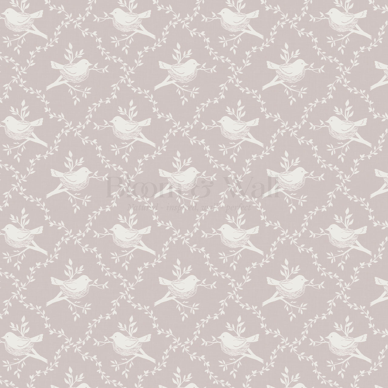 Livie Bird Nest Damask Dusty Pink Wallpaper