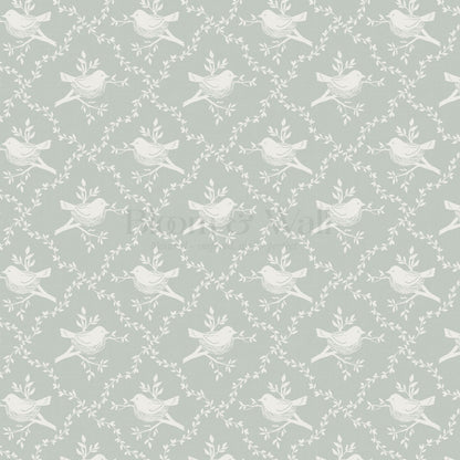 Livie Bird Nest Damask Sage Wallpaper