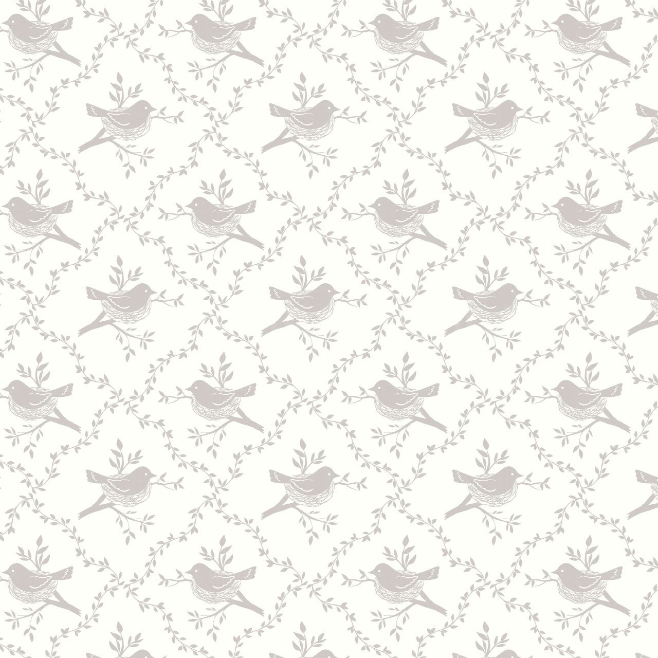 Livie Bird Nest Damask Ivory Wallpaper