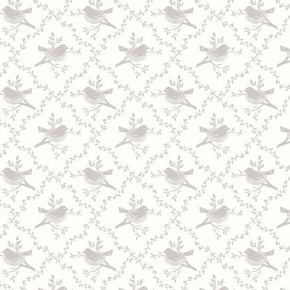 Livie Bird Nest Damask Ivory Wallpaper