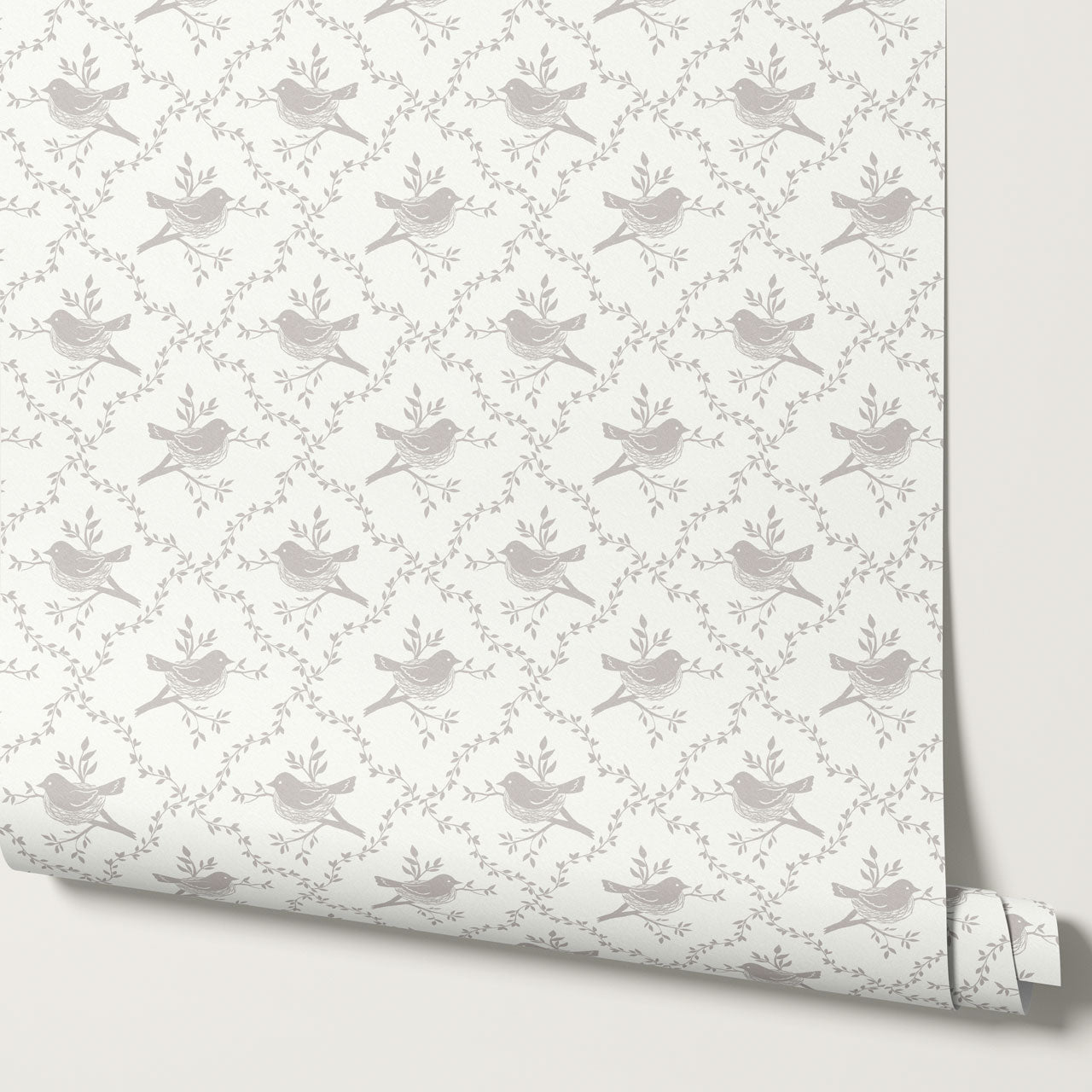 Livie Bird Nest Damask Ivory Wallpaper