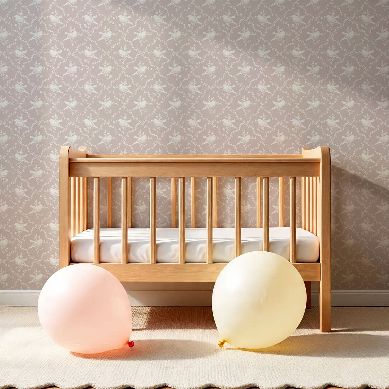 Livie Bird Nest Damask Dusty Pink Wallpaper