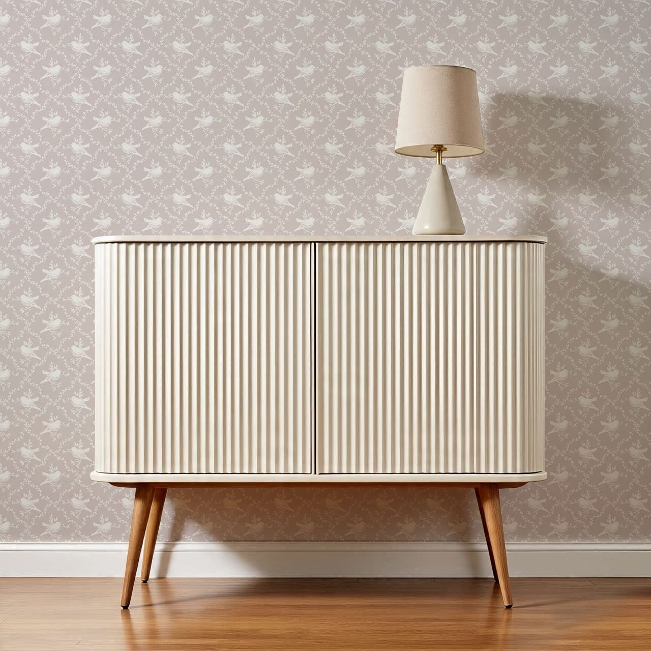 Livie Bird Nest Damask Dusty Pink Wallpaper