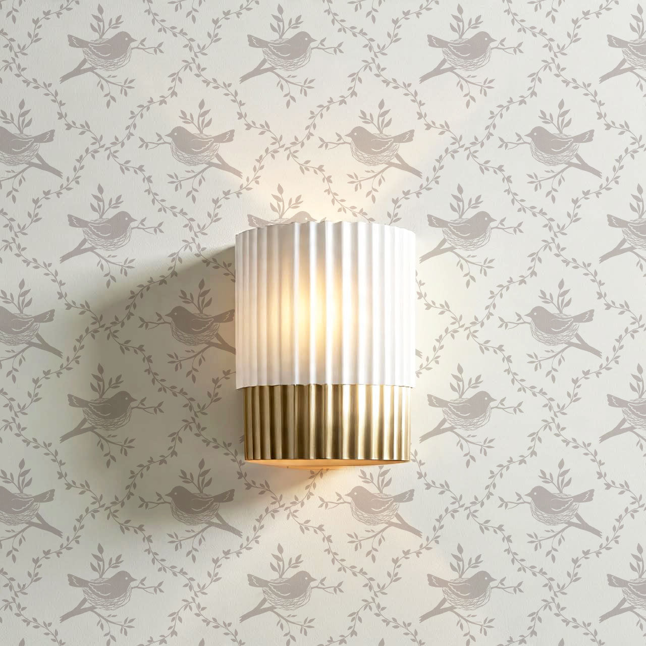 Livie Bird Nest Damask Ivory Wallpaper