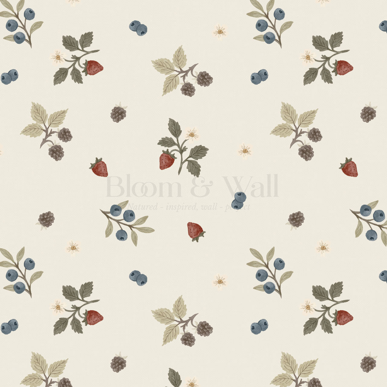 Lizzy Sweet Berries Cream Wallpaper