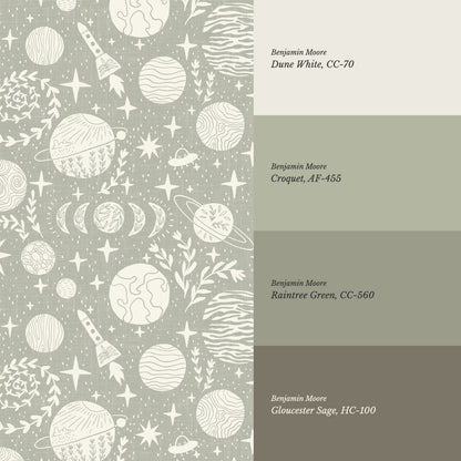 Agathe All Life is Stardust Olive Wallpaper