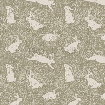 Lolita Leaps and Bounds Muted Olive Wallpaper