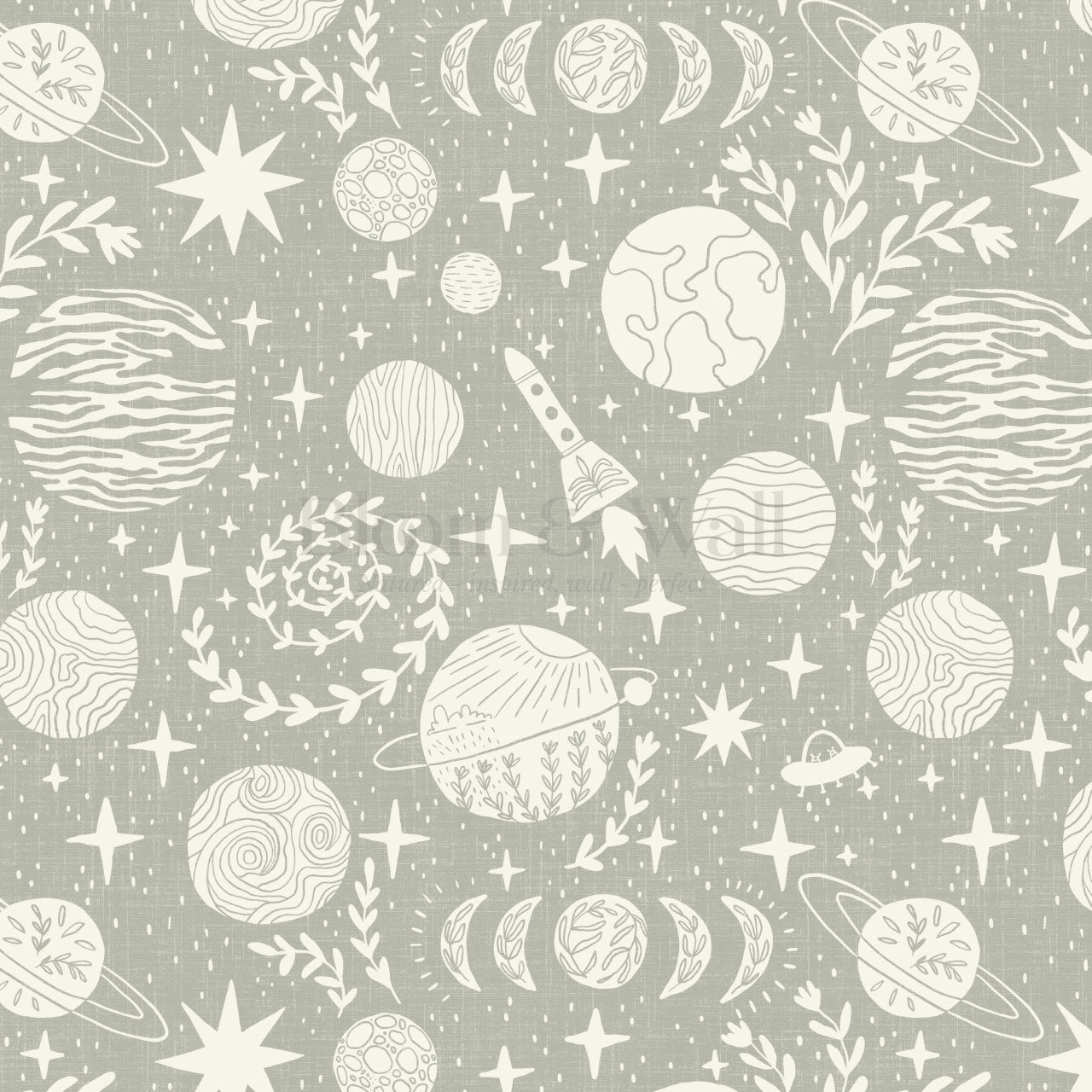Agathe All Life is Stardust Olive Wallpaper