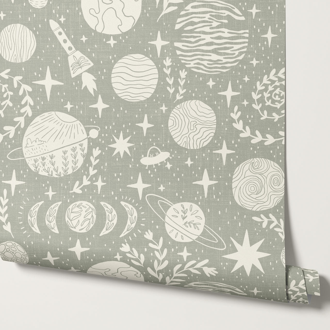 Agathe All Life is Stardust Olive Wallpaper