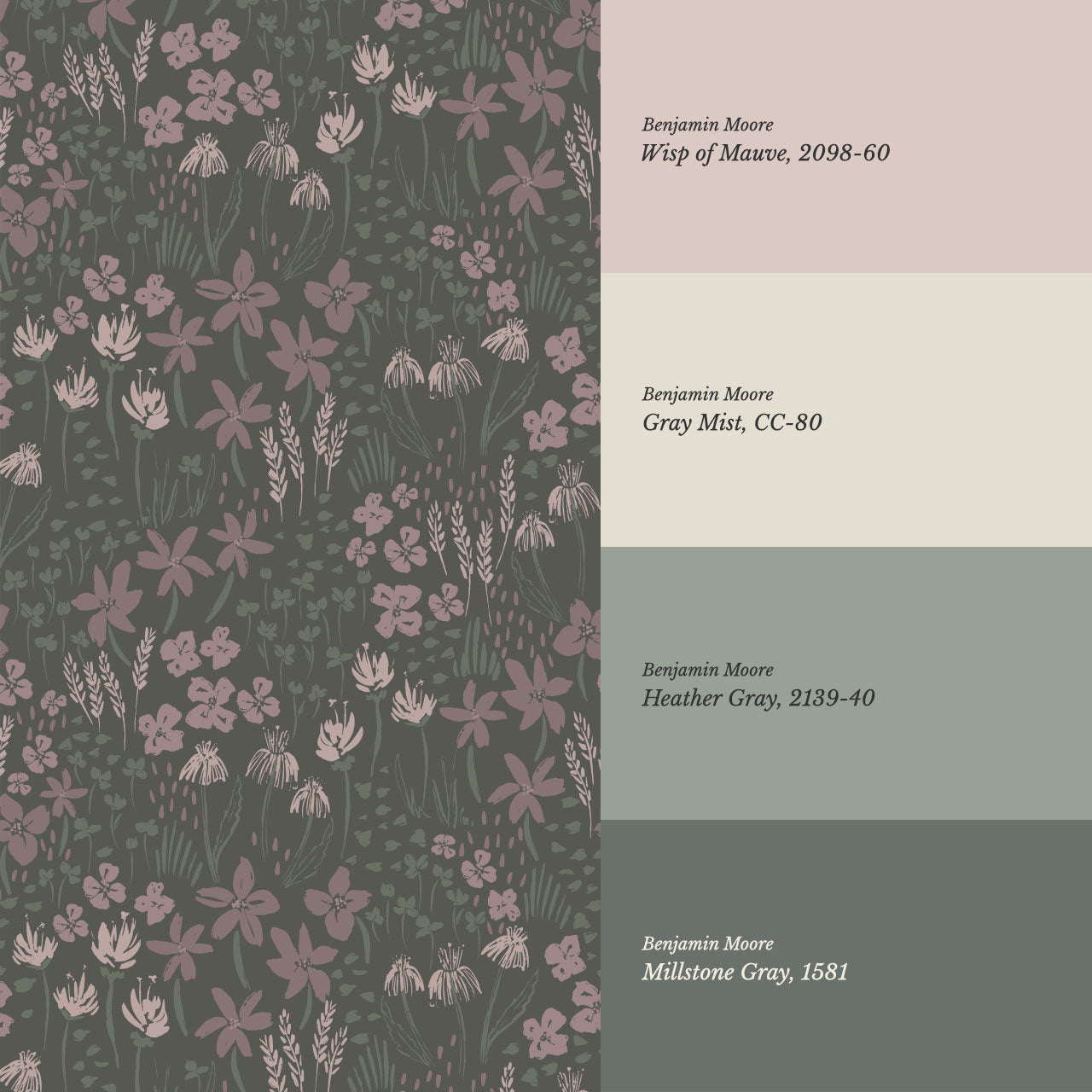 Londyn Floating Meadows Dark Green Wallpaper