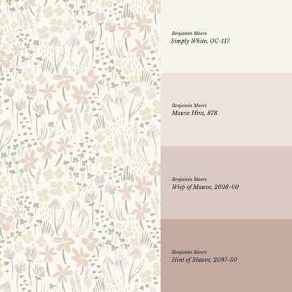 Londyn Floating Meadows Pink Oat Wallpaper