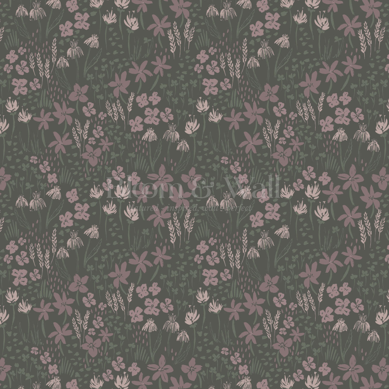 Londyn Floating Meadows Dark Green Wallpaper