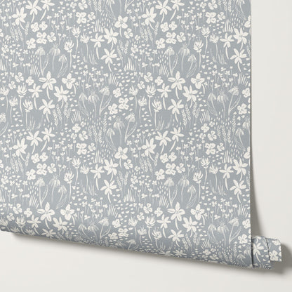 Londyn Floating Meadows French Blue Wallpaper