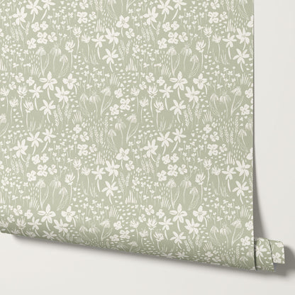 Londyn Floating Meadows Sage Wallpaper