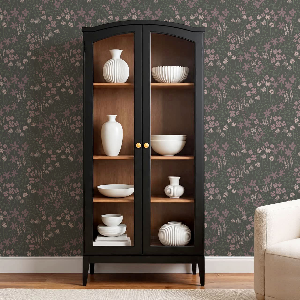 Londyn Floating Meadows Dark Green Wallpaper