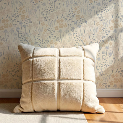 Londyn Floating Meadows Oat Blue Wallpaper