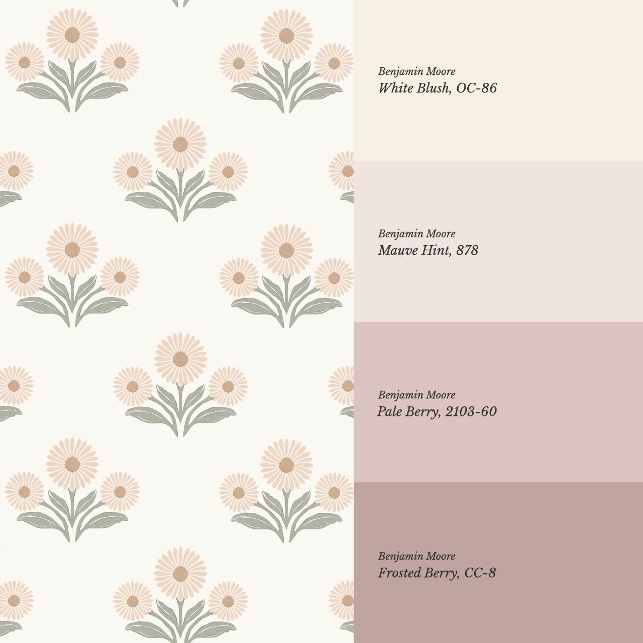 Lorea Daisy Block Print Cream Peach Wallpaper
