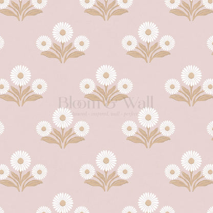 Lorea Daisy Block Print Berry White Pattern