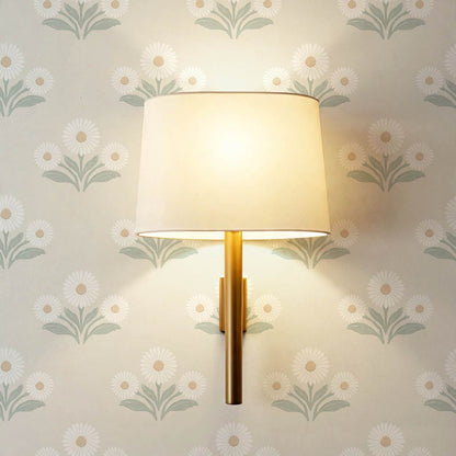 Lorea Daisy Block Print Soft Greige White Wallpaper