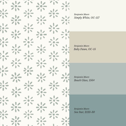 Lorena Starburst Dry Sage Cream Wallpaper