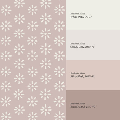 Lorena Starburst Mauve Ivory Wallpaper